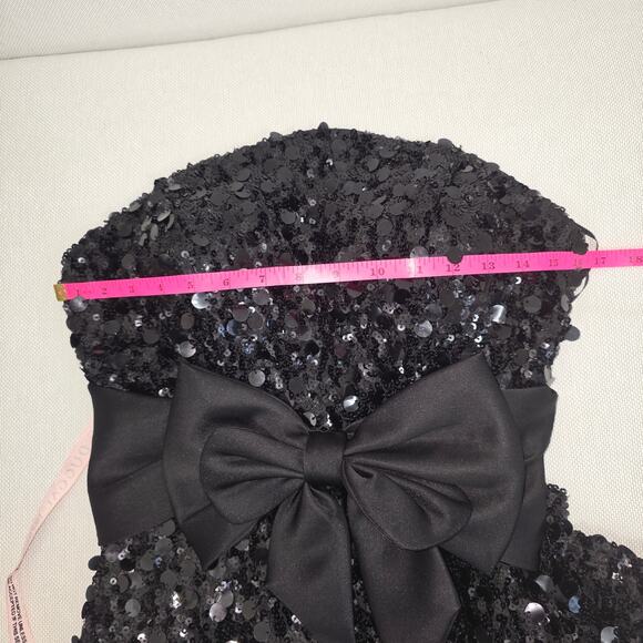 Ieena Mac Duggal Black Strapless Sequin Evening Gown With Bow Sz 6 NWT - Picture 6 of 9